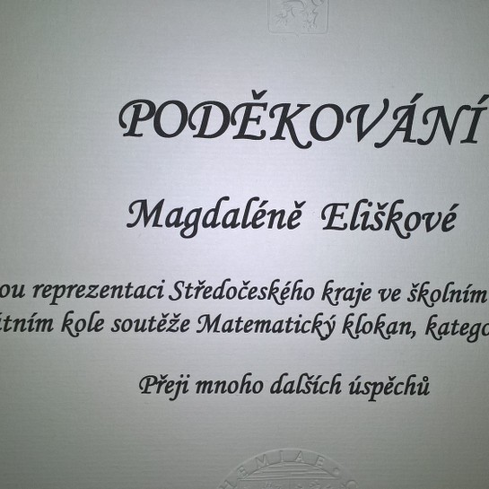 Poděkování Magdaléně Eliškové
